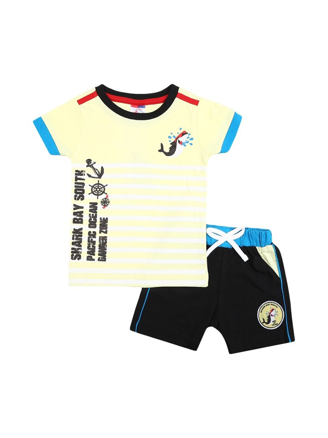 

V-Mart Infants Printed Pure Cotton T-shirt With Shorts, Yellow