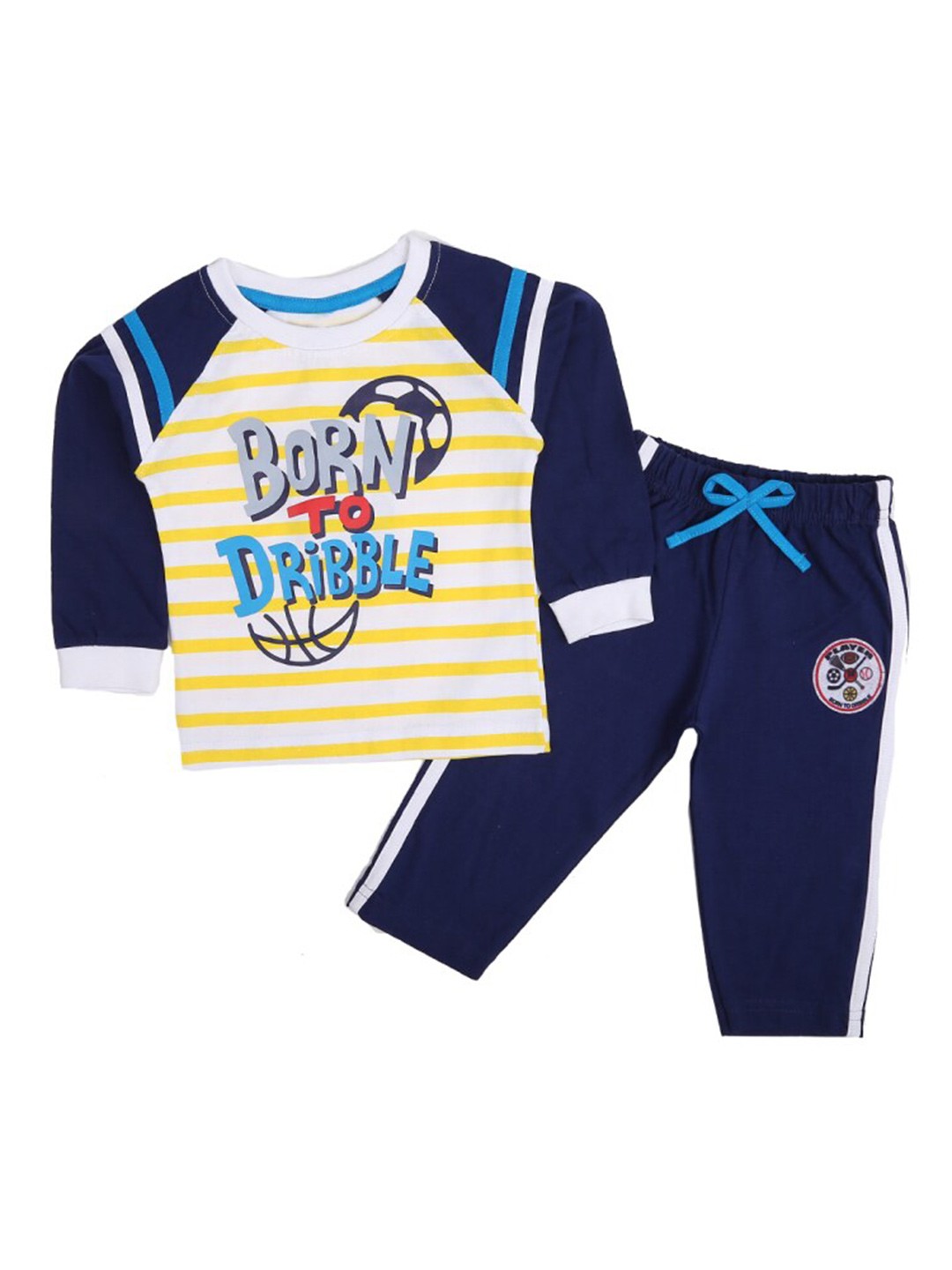 

V-Mart Infant Printed Pure Cotton T-shirt with Trousers, Blue