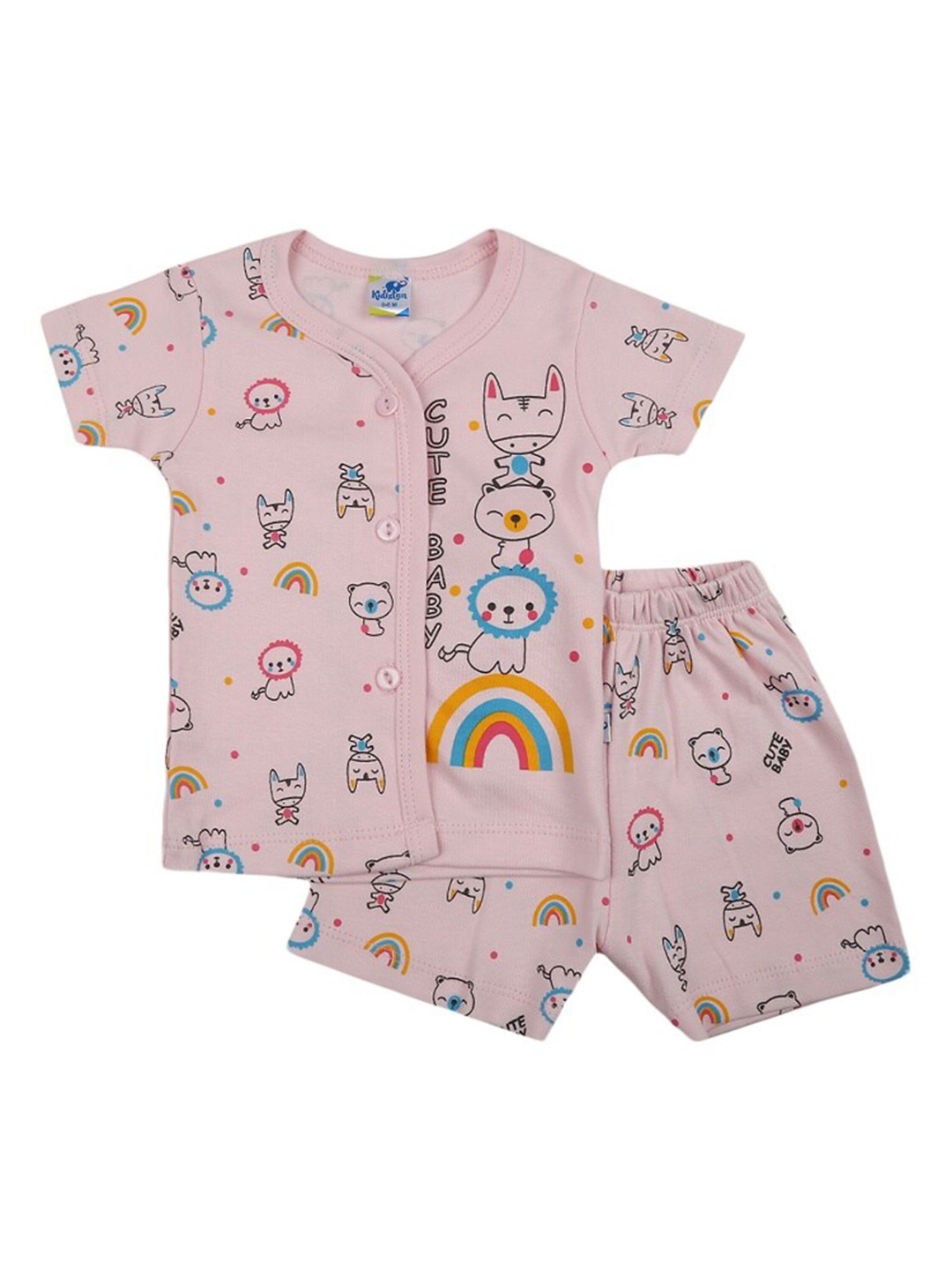 

V-Mart Kids Printed Pure Cotton Shirt with Shorts, Pink
