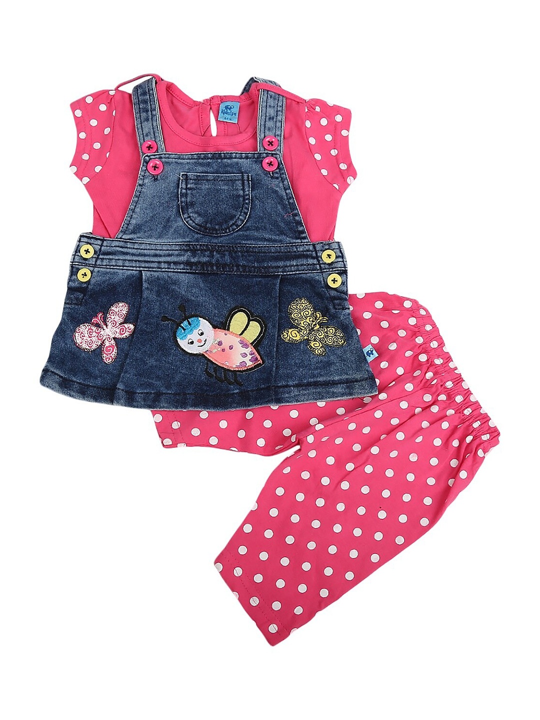 

V-Mart Infants Girls Printed Pure Cotton Top With Trousers, Pink