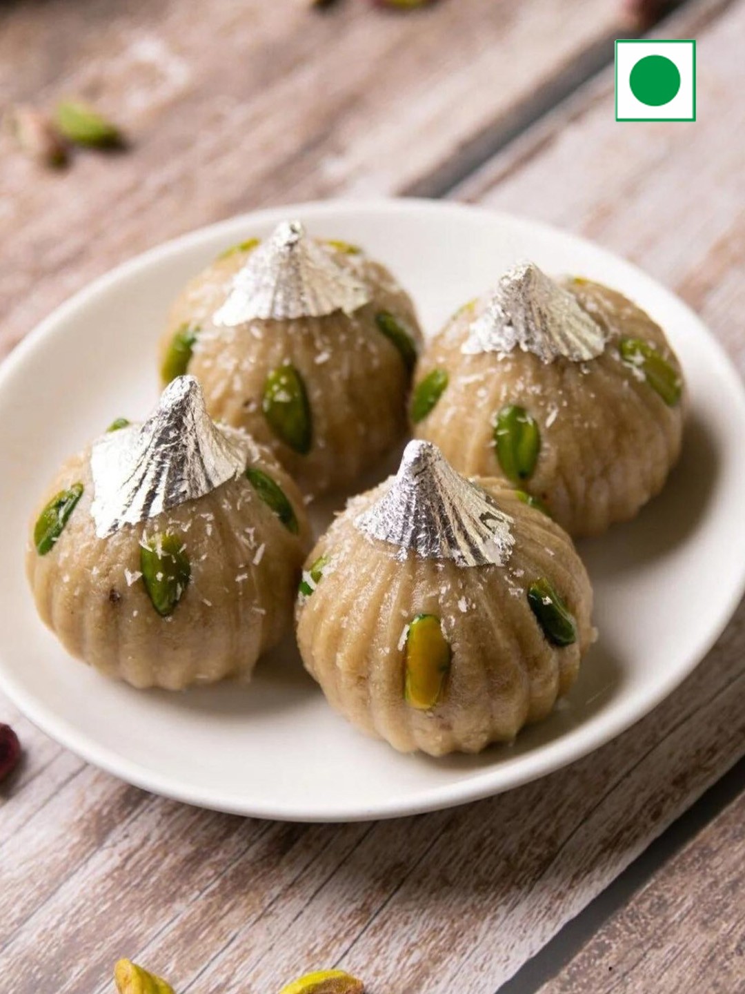 

The Baklava Box Coconut Cashew Modak -500 gm, Off white
