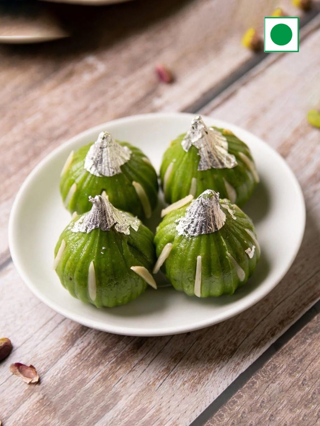 

The Baklava Box Pista Premium Modak Sweets-500 gms, Green
