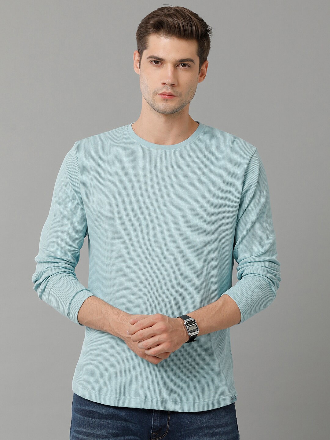 

Voi Jeans Long Sleeves Pure Cotton T-shirt, Turquoise blue