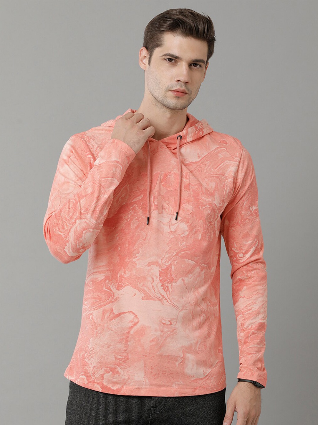 

Voi Jeans Abstract Printed Hooded Cotton T-shirt, Red