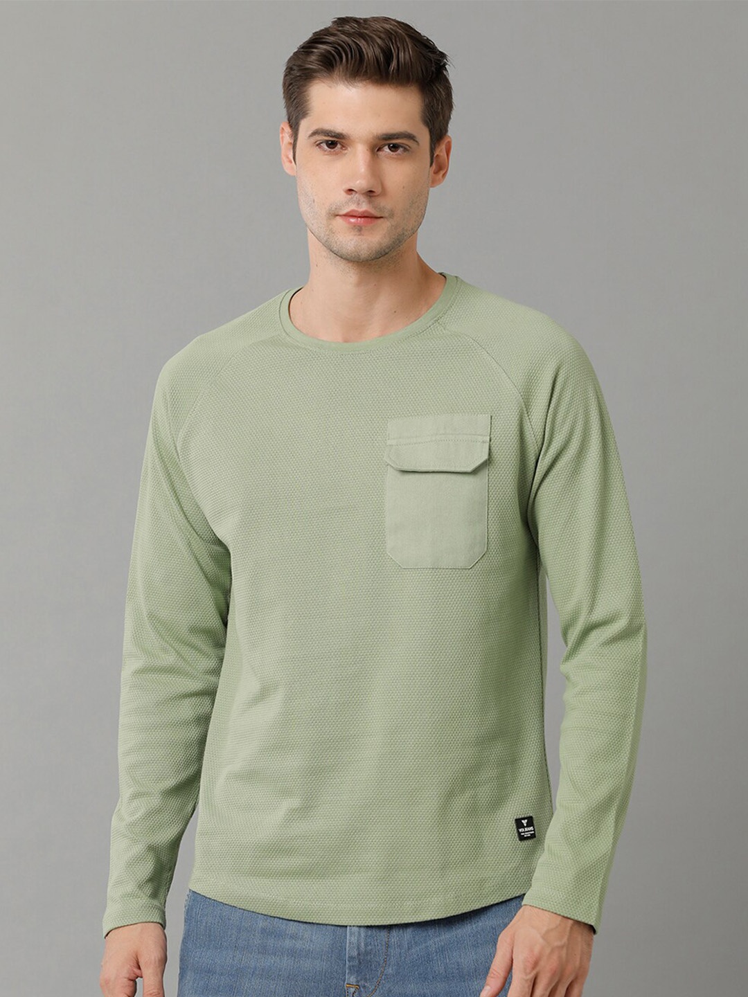 

Voi Jeans Long Sleeves Pockets Pure Cotton T-shirt, Green