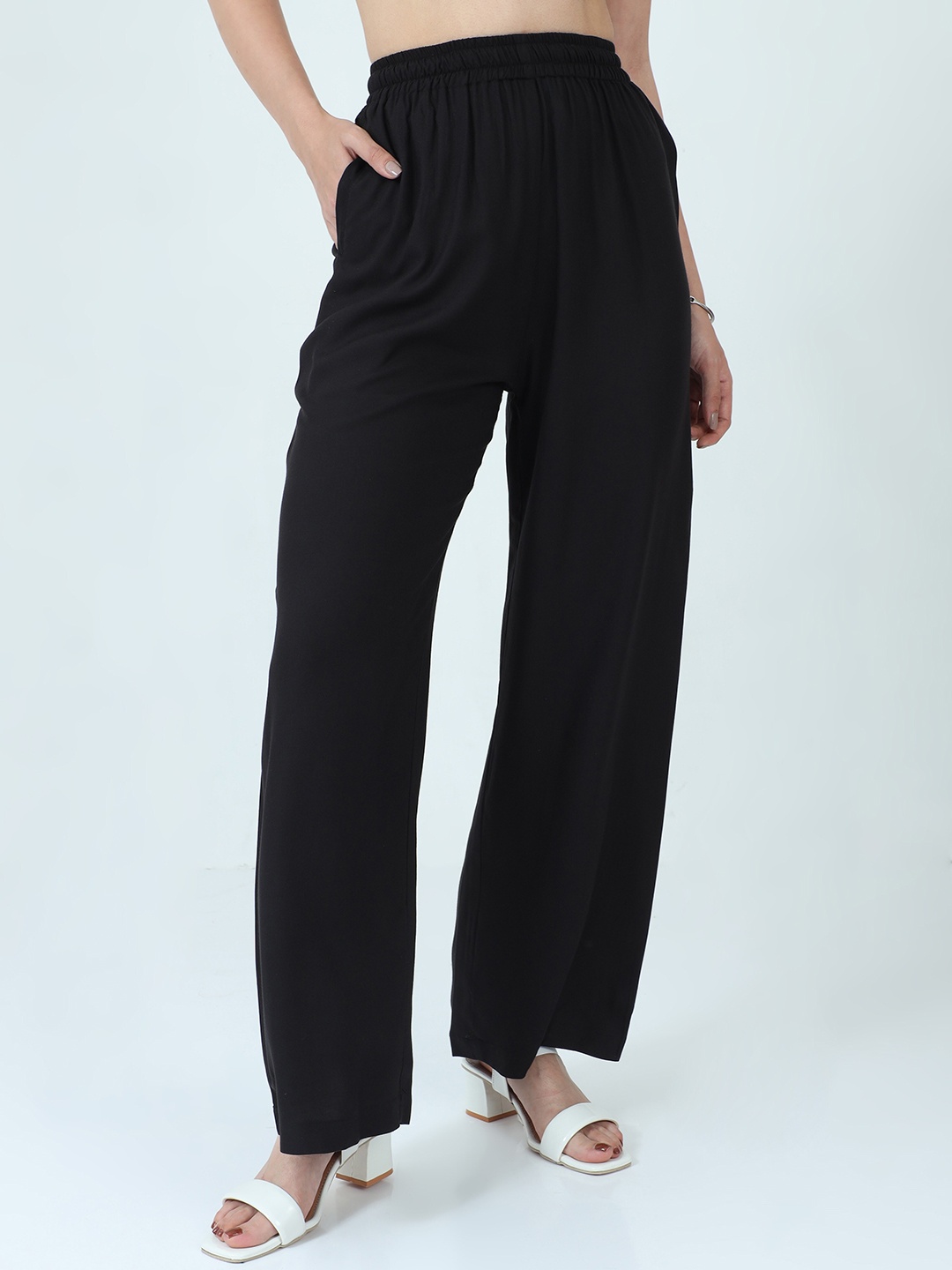 

Bottums Women Wide Leg Palazzos, Black
