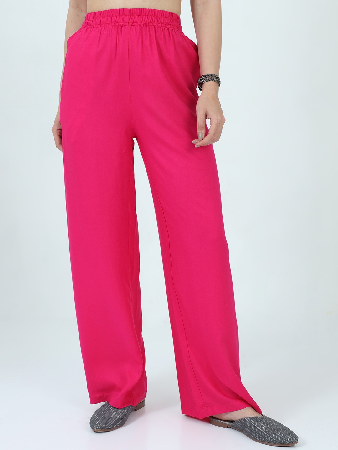 

Bottums Women Wide Leg Palazzos, Pink