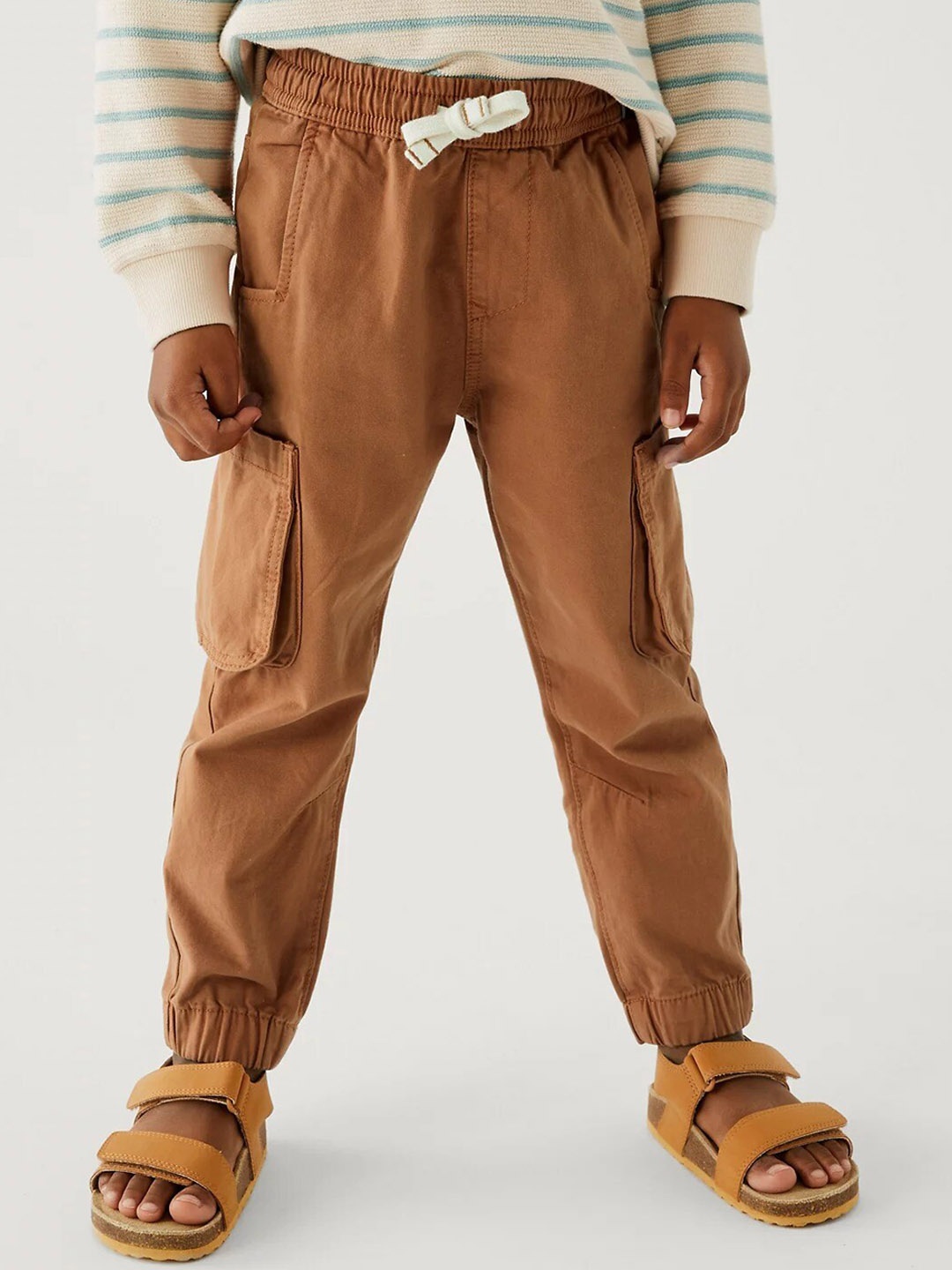 

Marks & Spencer Boys Mid Rise Pure Cotton Cargos, Brown