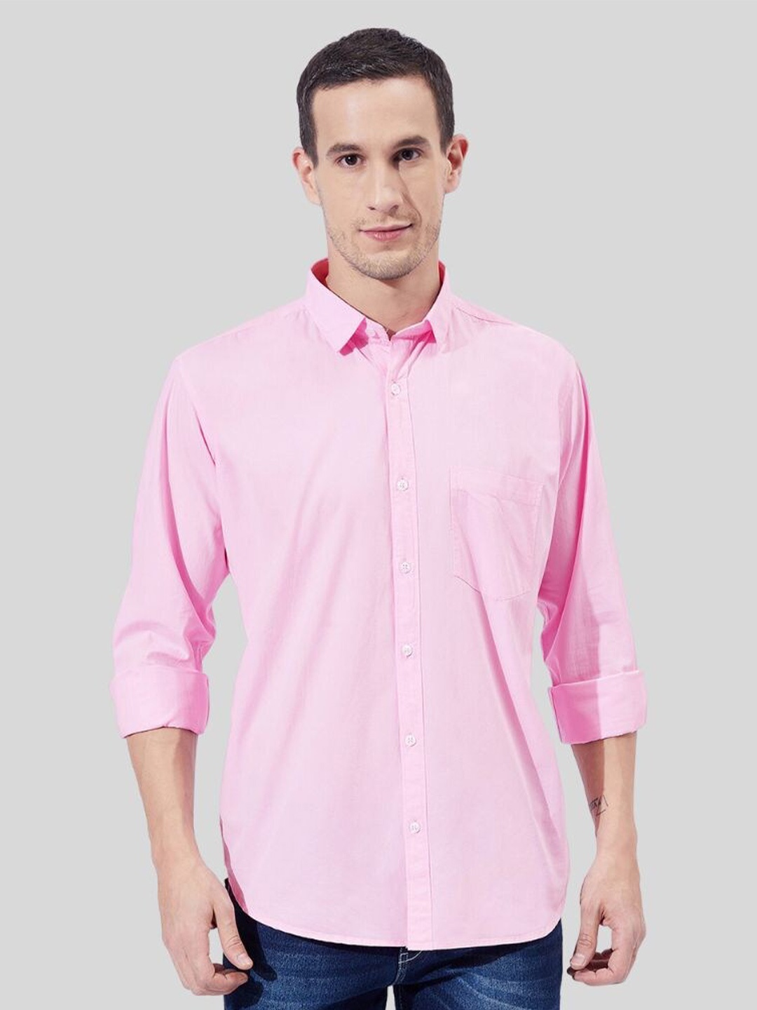 

Ben Martin Classic Slim Fit Opaque Cotton Casual Shirt, Pink