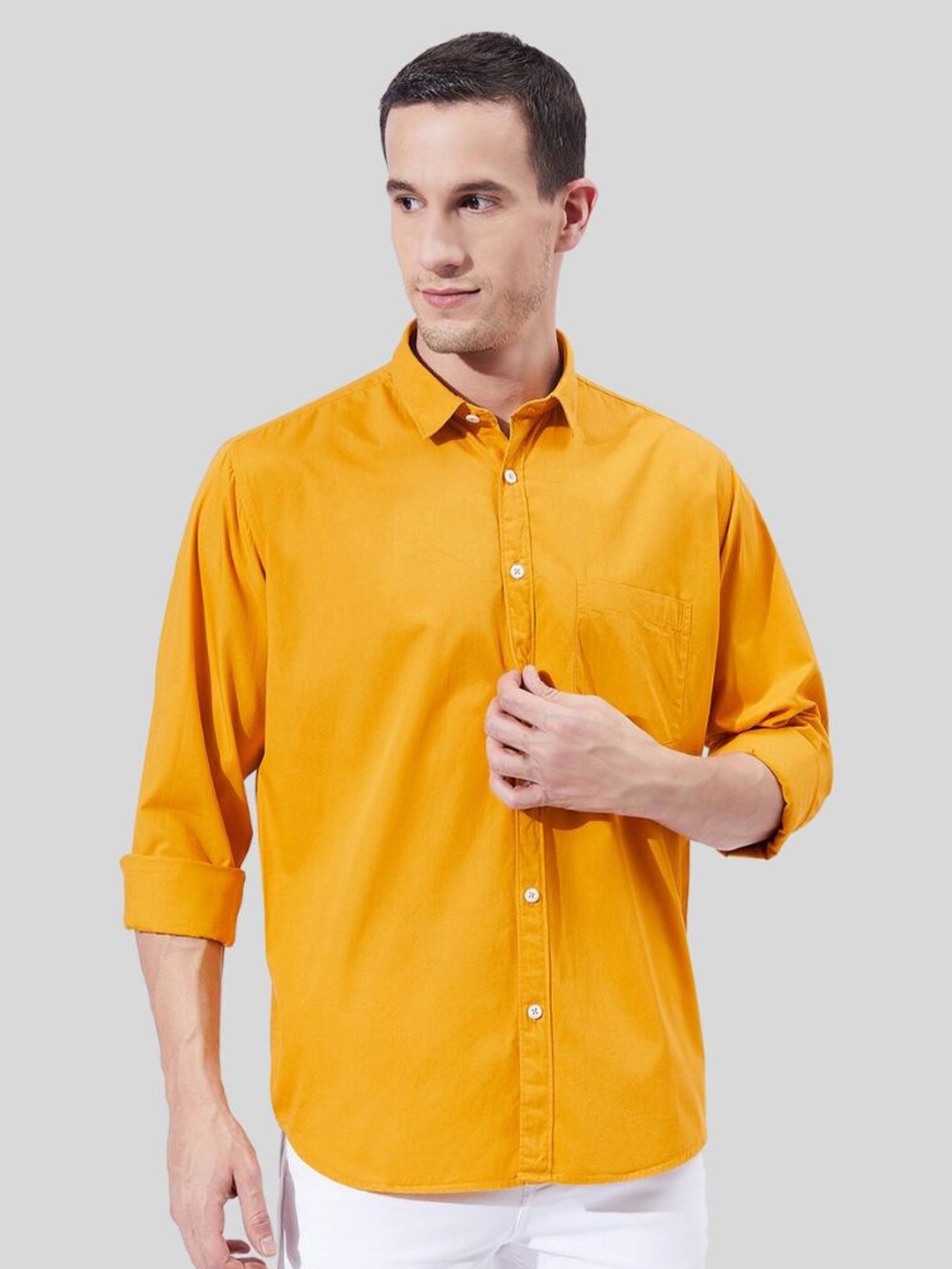 

Ben Martin Classic Slim Fit Opaque Cotton Casual Shirt, Mustard