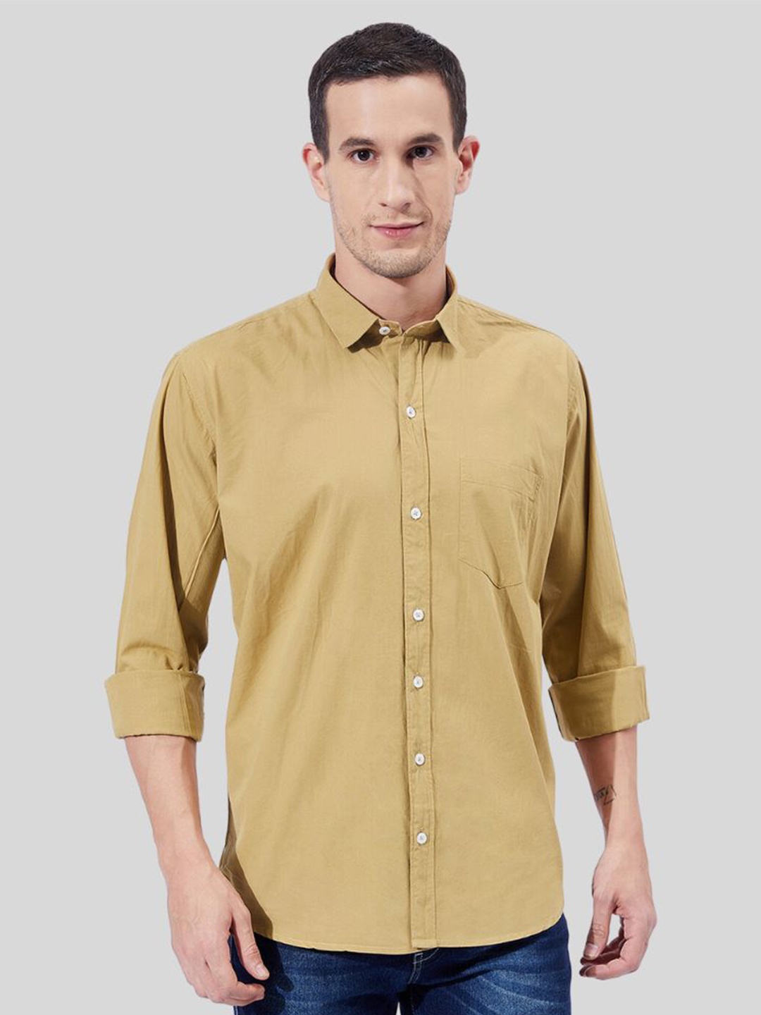 

Ben Martin Classic Slim Fit Opaque Casual Shirt, Camel brown