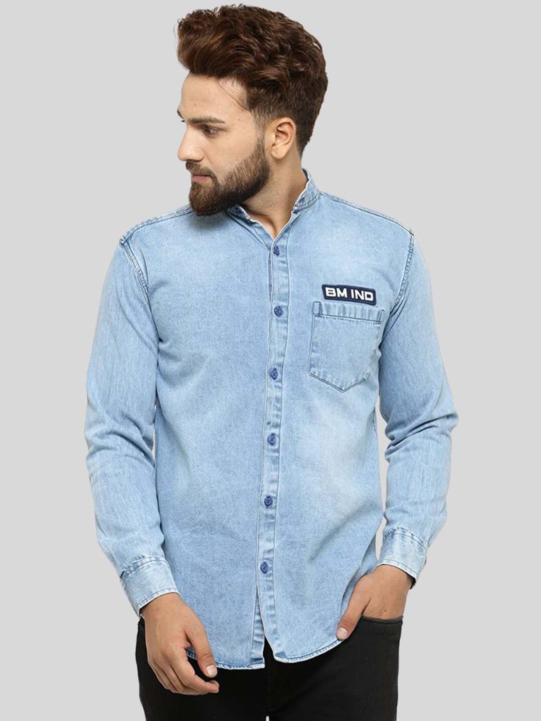 

Ben Martin Classic Slim Fit Opaque Faded Casual Shirt, Blue