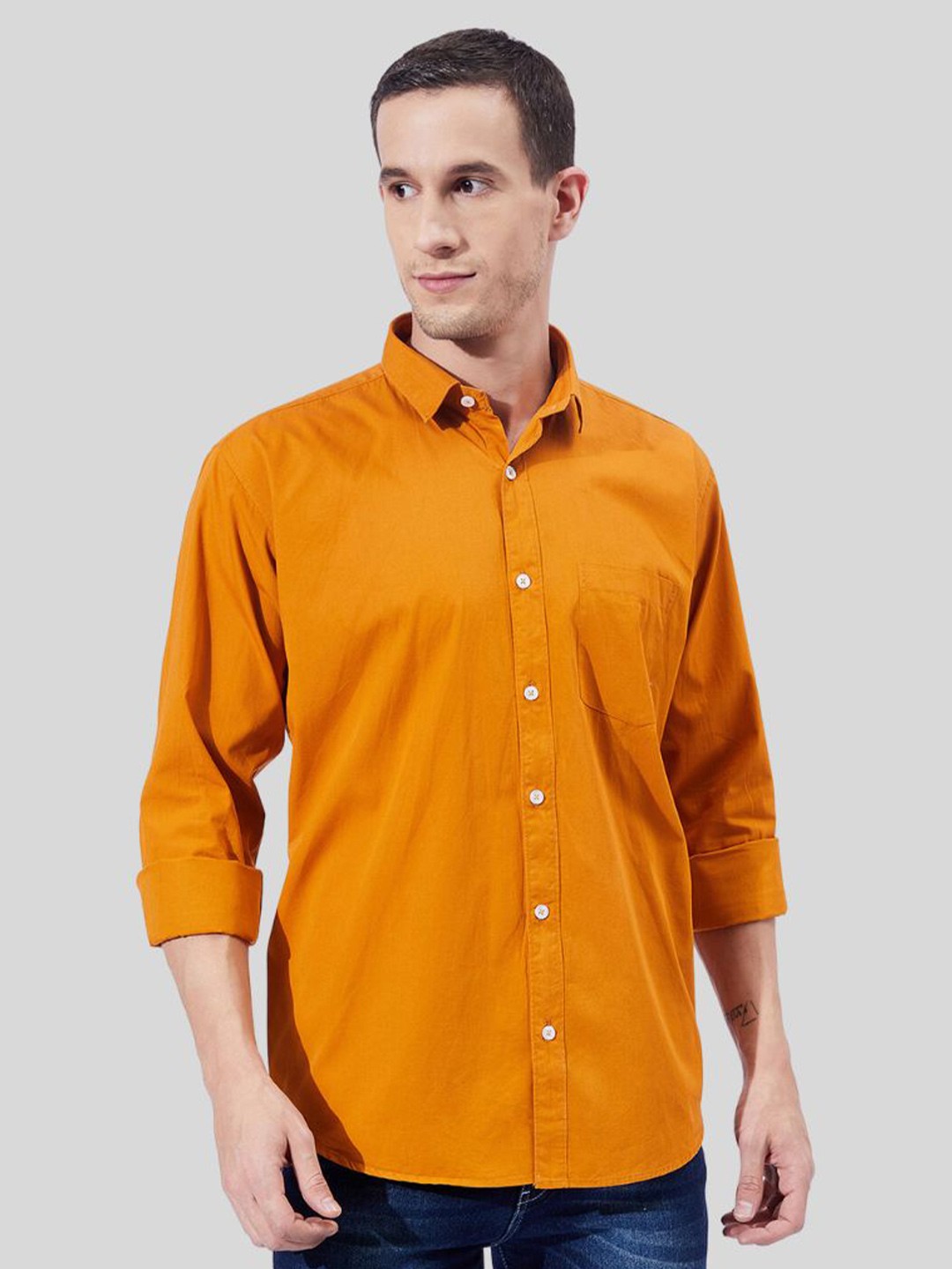 

Ben Martin Classic Slim Fit Spread Collar Cotton Casual Shirt, Tan