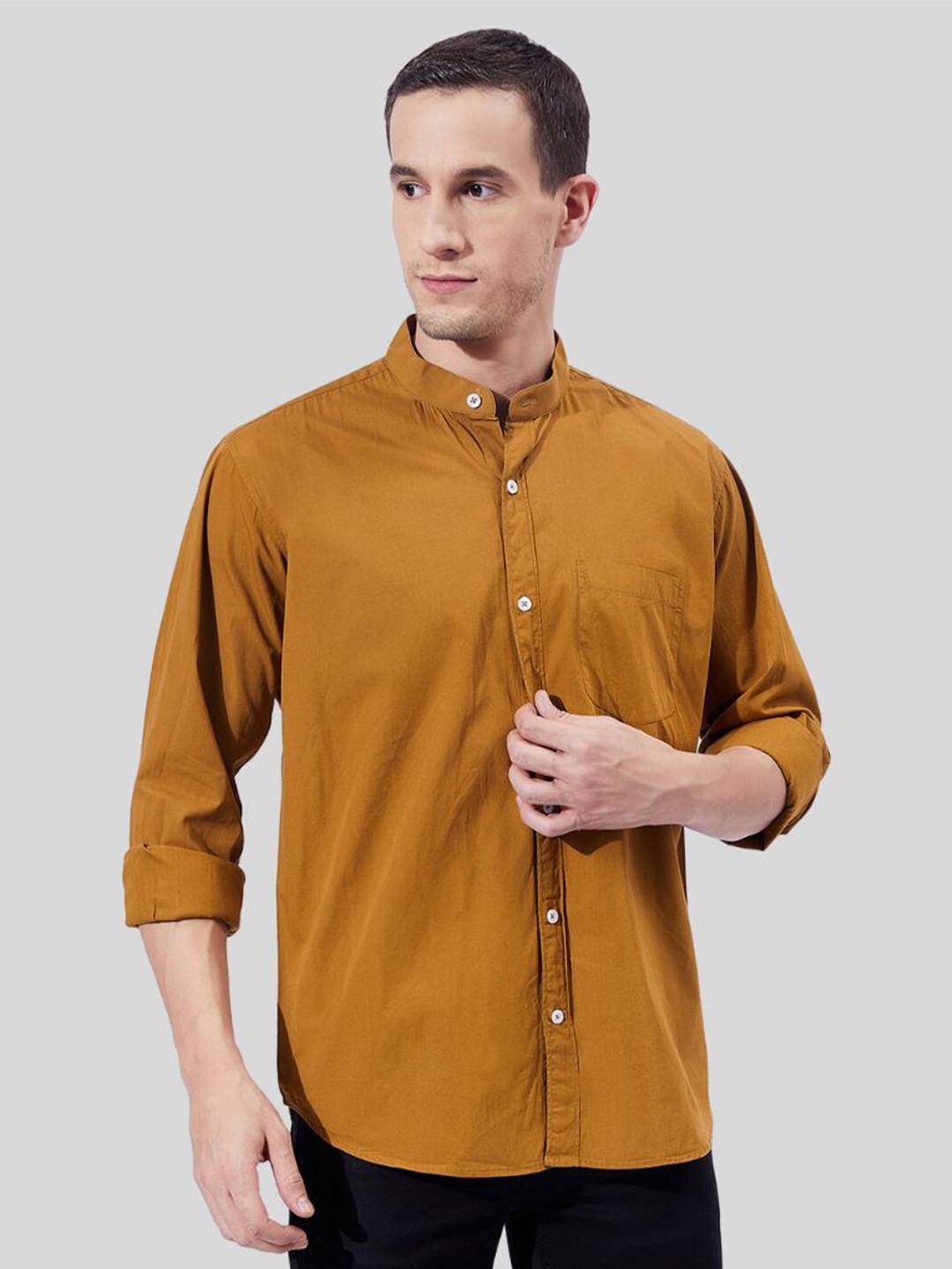 

Ben Martin Classic Slim Fit Spread Collar Cotton Casual Shirt, Brown