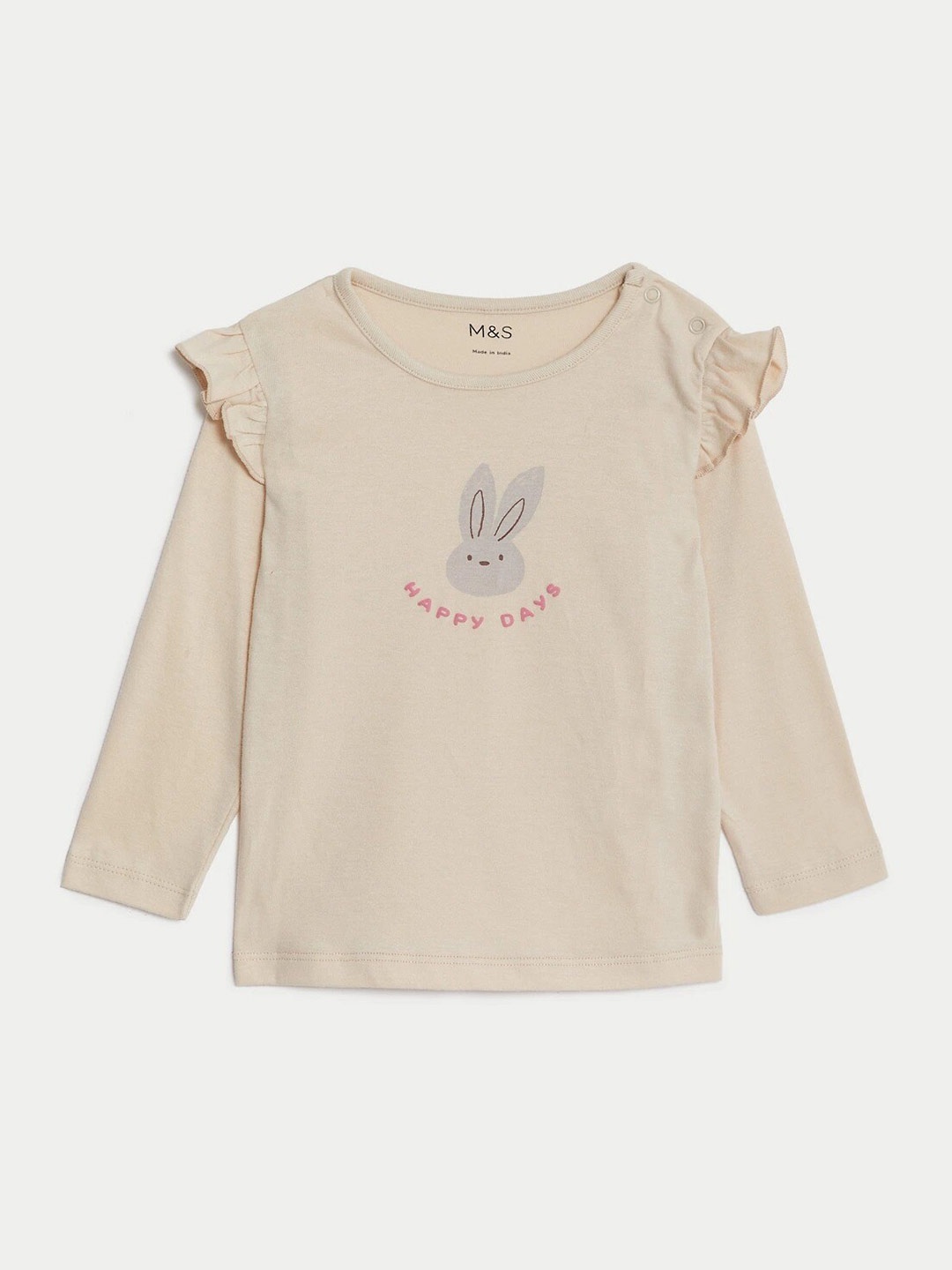 

Marks & Spencer Girls Graphic Printed Cotton Top, Cream