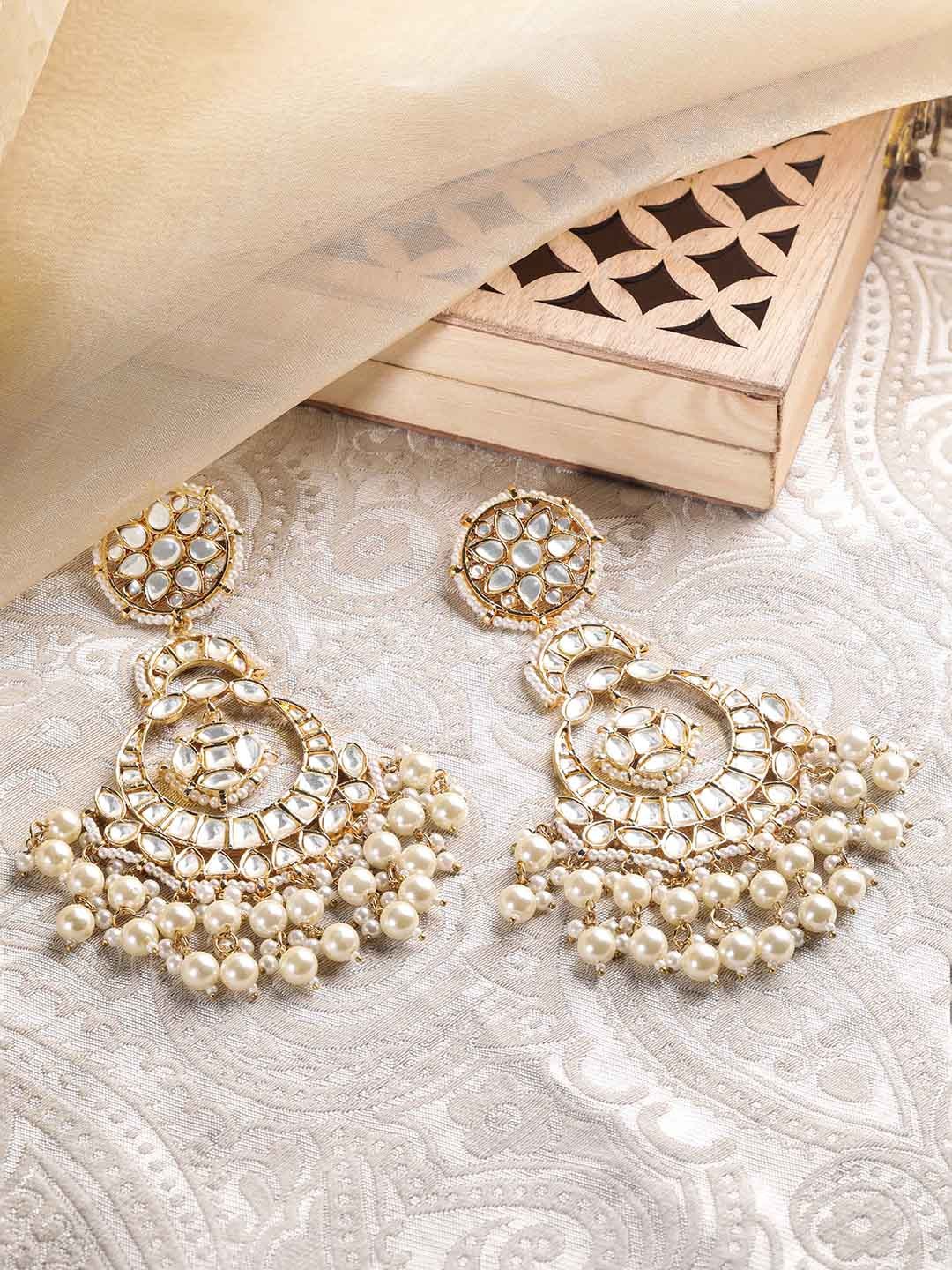 

Rubans Gold-Plated Geometric Drop Earrings