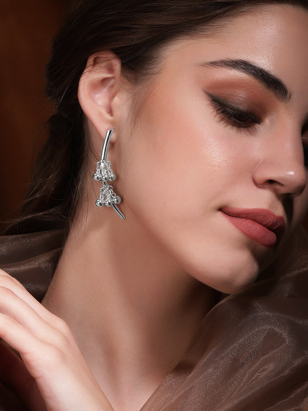 

Rubans Silver-Plated Geometric Drop Earrings