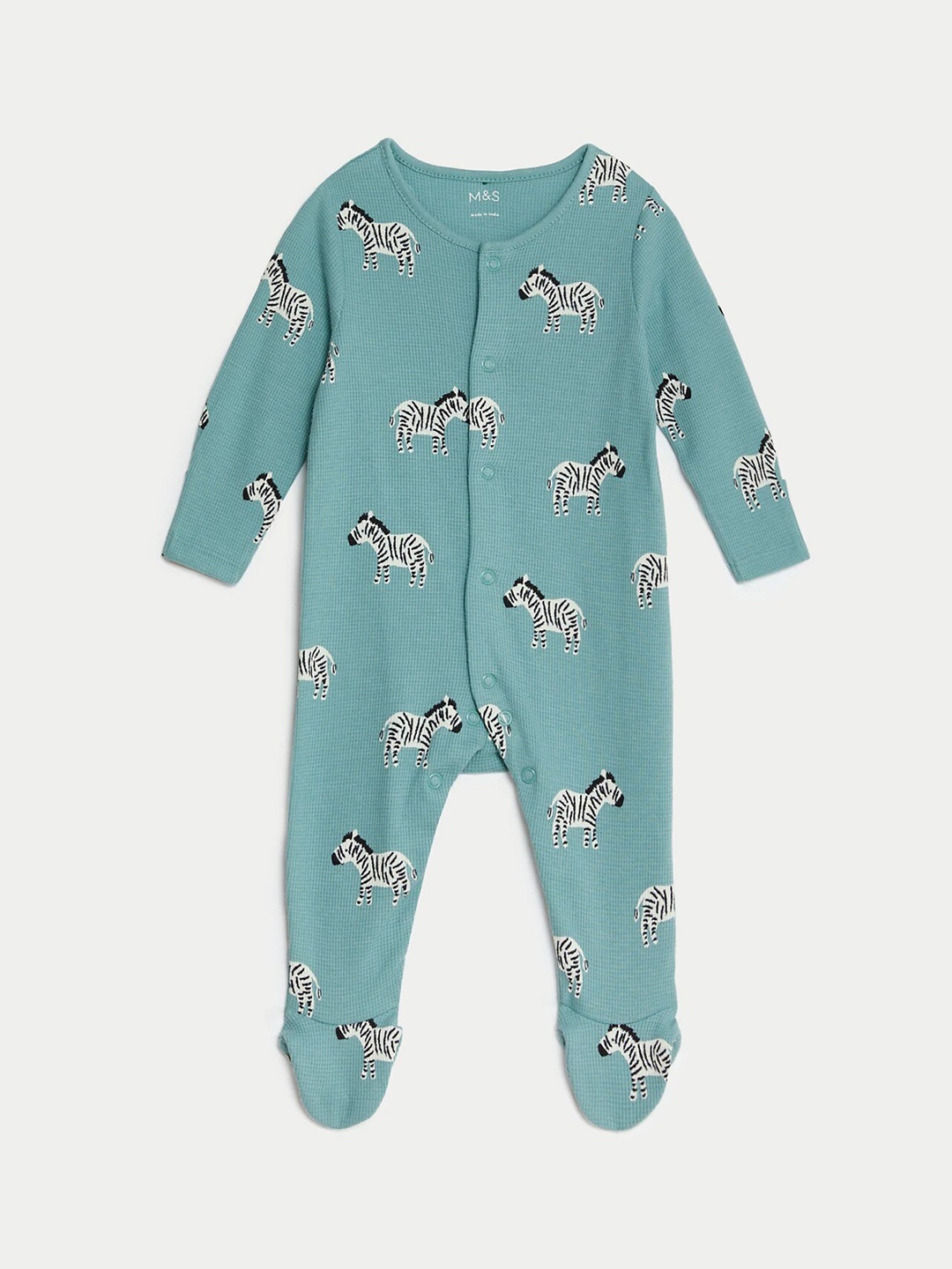 

Marks & Spencer Infant Kids Printed Pure Cotton Sleepsuit, Green