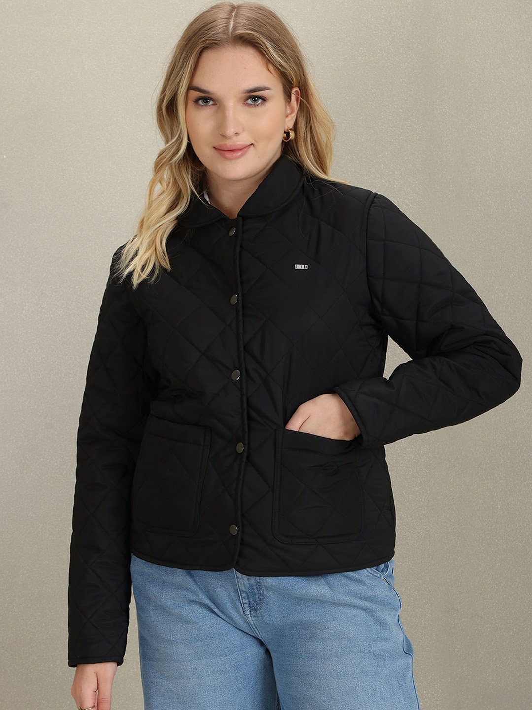 

U.S. Polo Assn. Women Stand Collar Quilted Jacket, Black