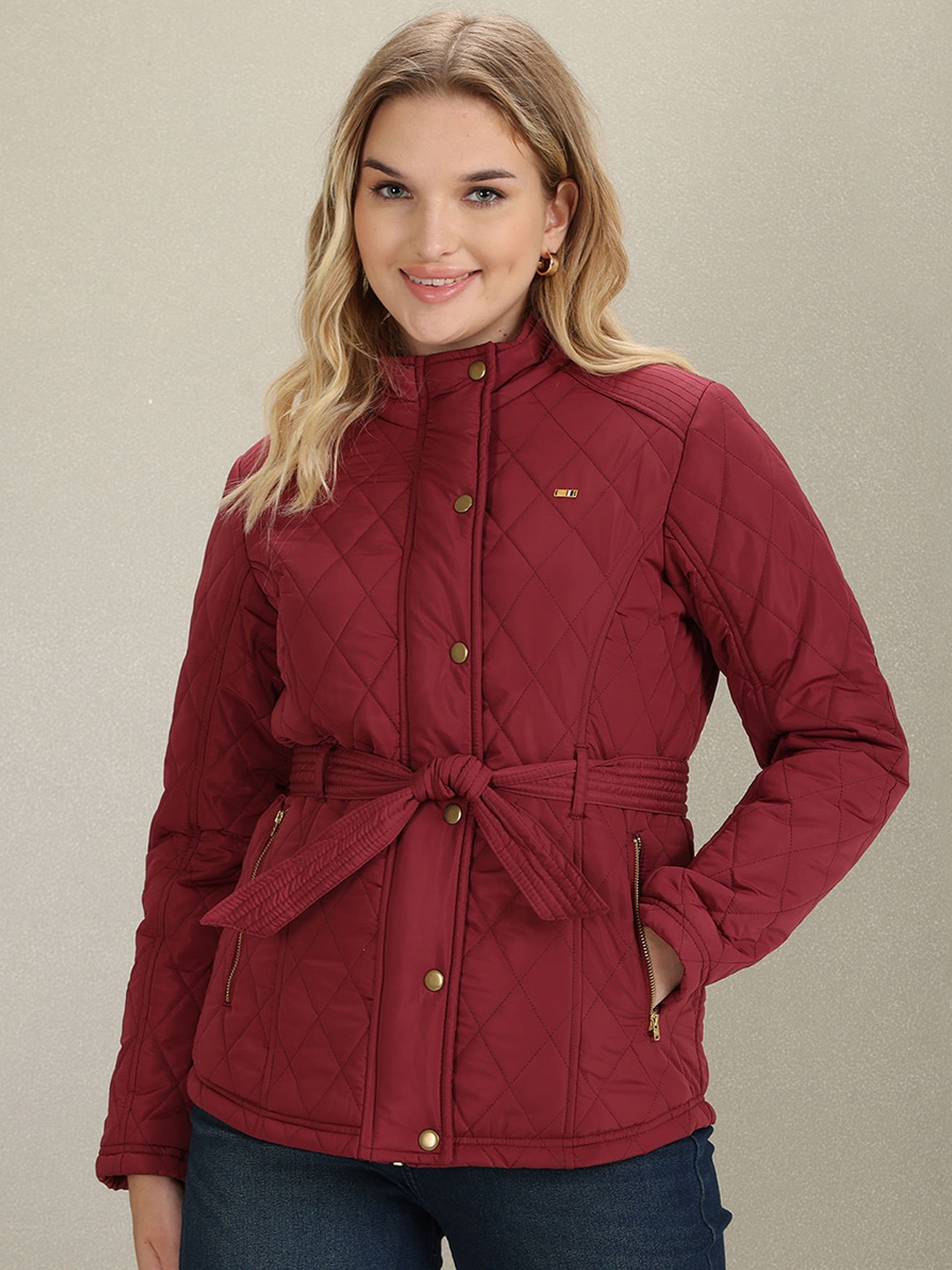 

U.S. Polo Assn. Women Stand Collar Quilted Jacket, Maroon