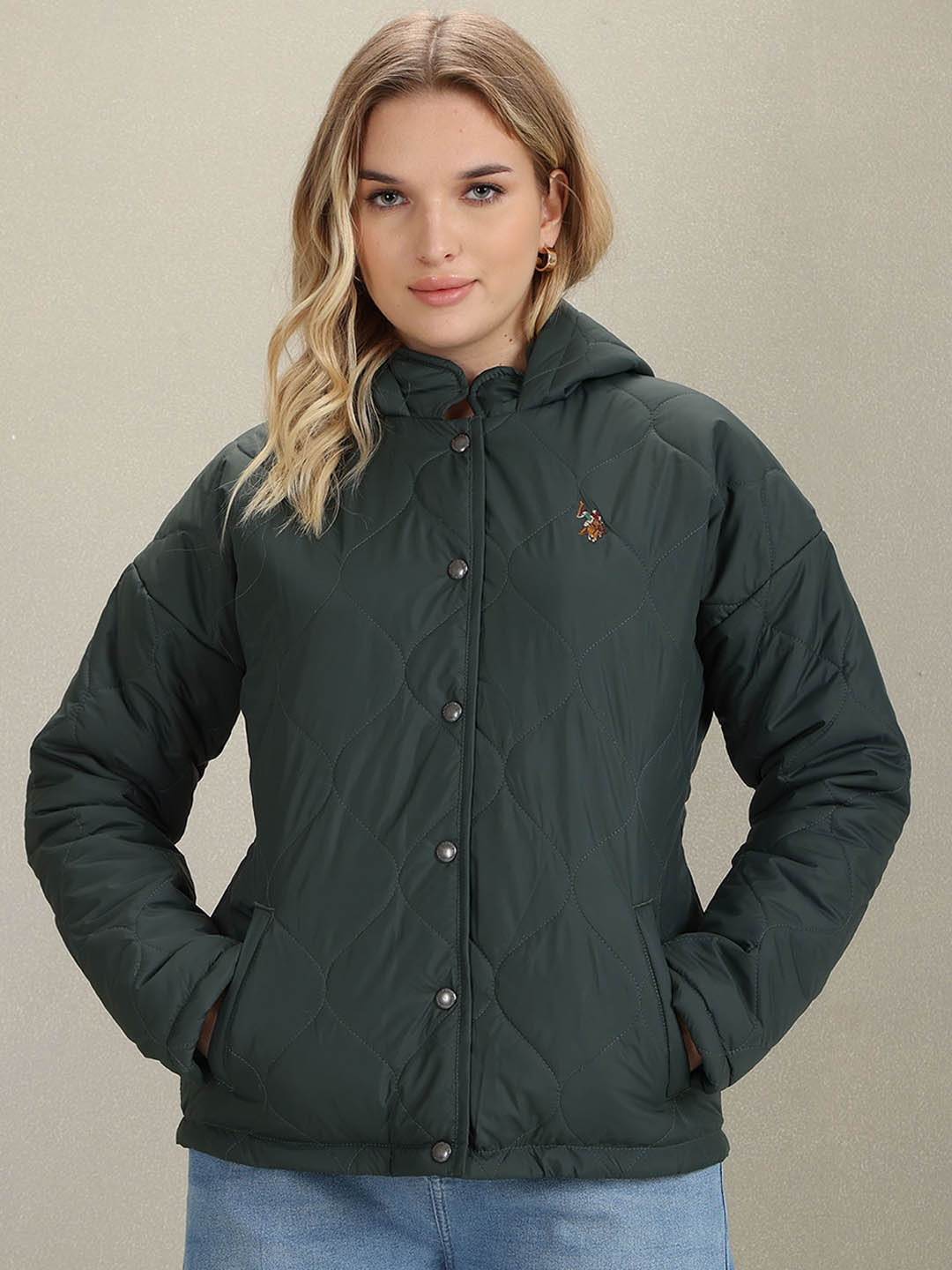 

U.S. Polo Assn. Women Hooded Longline Padded Jacket, Green