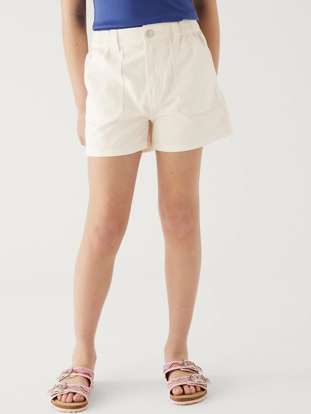 

Marks & Spencer Girls Mid-Rise Pure Cotton Shorts, White