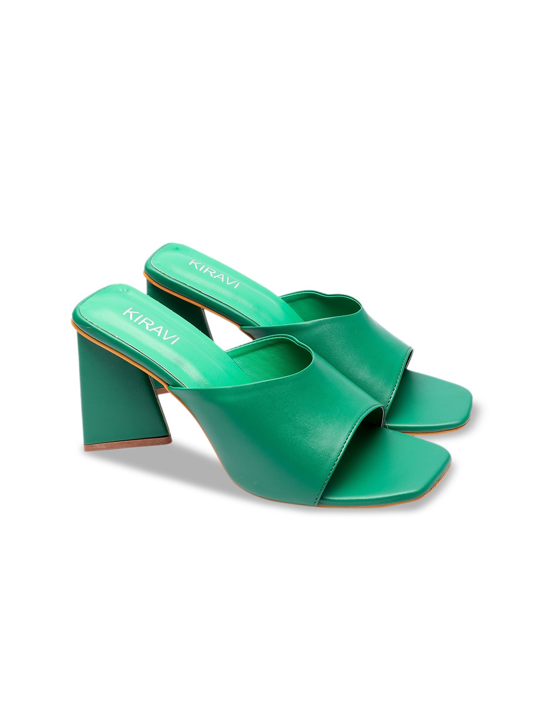 

KIRAVI Open Toe Block Heels, Green