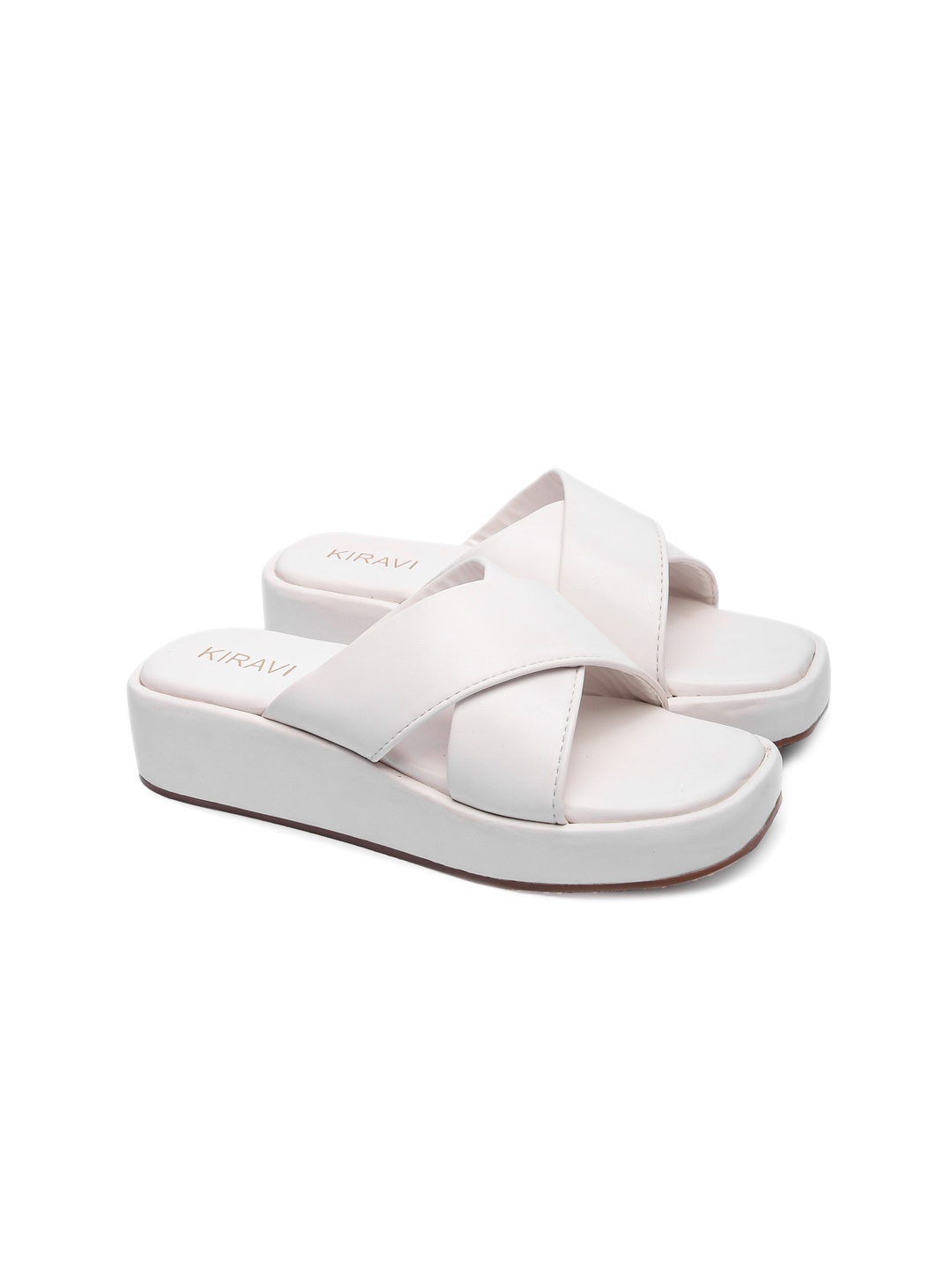 

KIRAVI Open Toe Flatform Heels, White