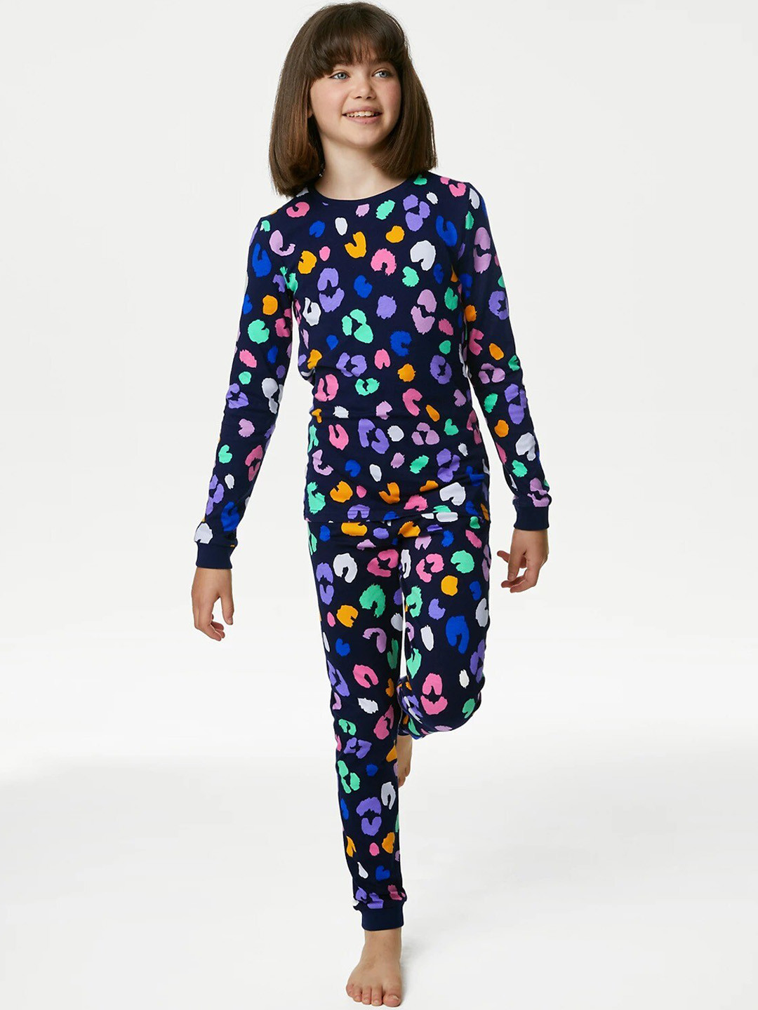 

Marks & Spencer Girls Abstract Printed Pure Cotton Night Suit, Navy blue