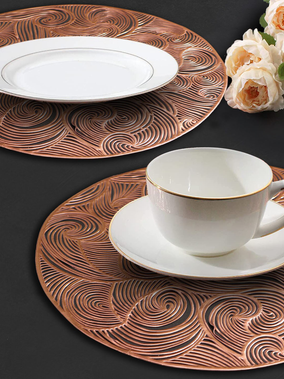 

Dakshya Industries Beige 2 Pieces Textured Round Table Placemats