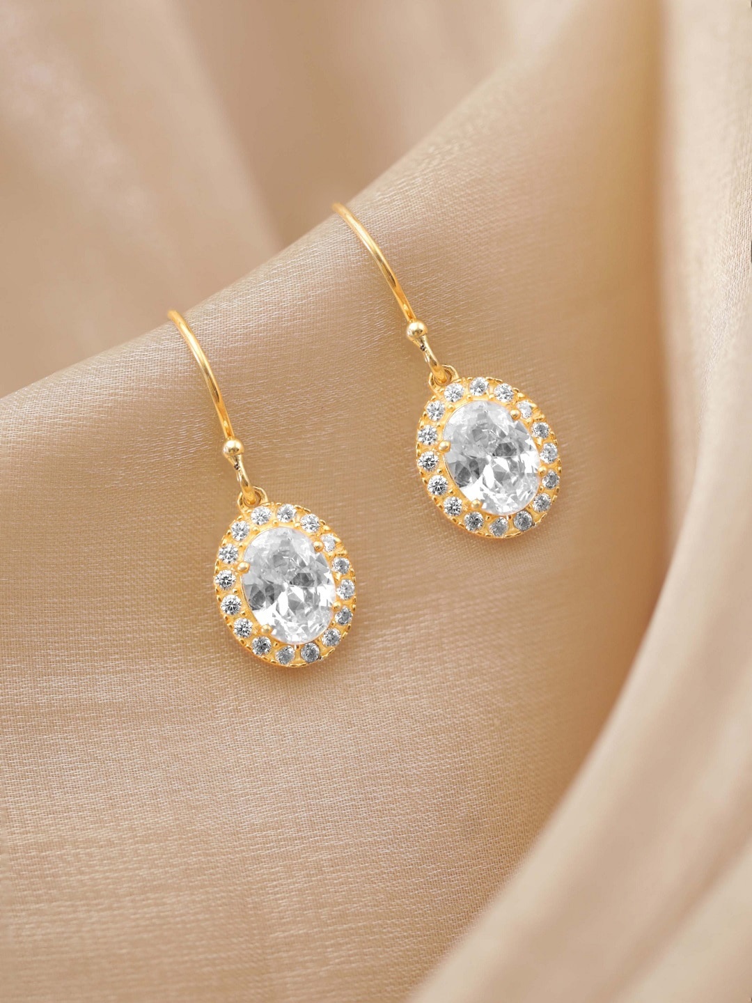 

Rubans Silver Gold-Plated Geometric Drop Earrings