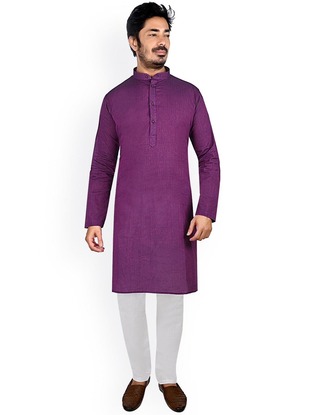 

Authentics Pure Cotton Straight Kurta With Pyjamas, Purple