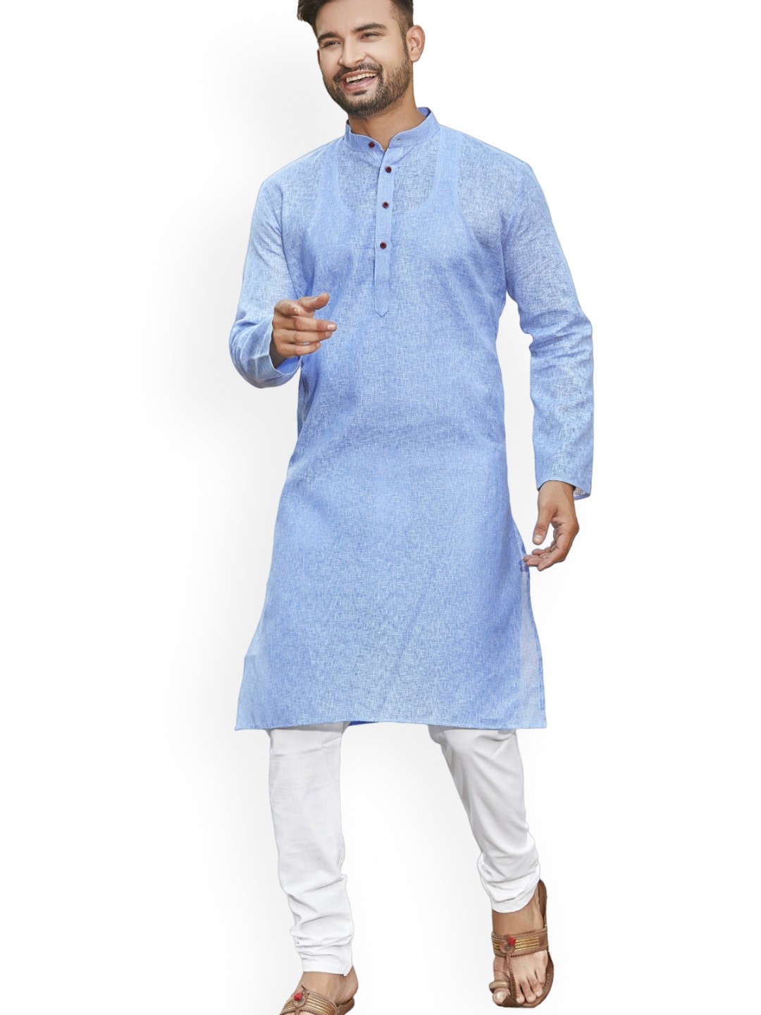 

Authentics Pure Cotton Straight Kurta With Churidar, Blue