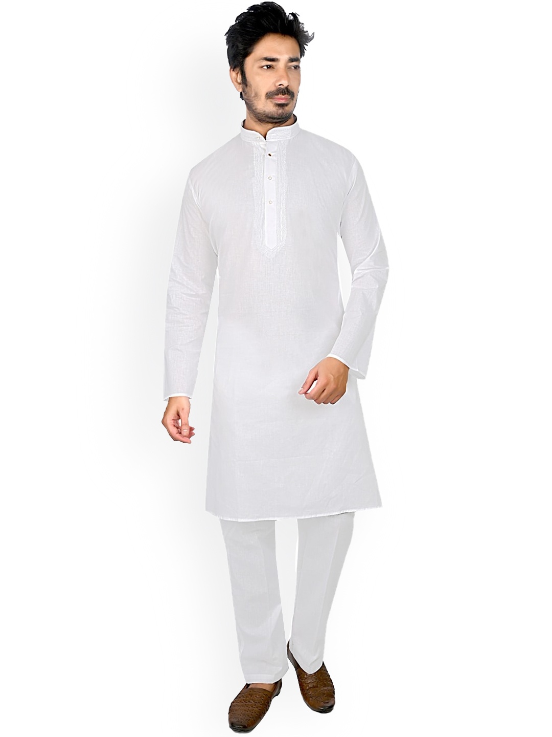 

Authentics Pure Cotton Straight Kurta With Pyjamas, White