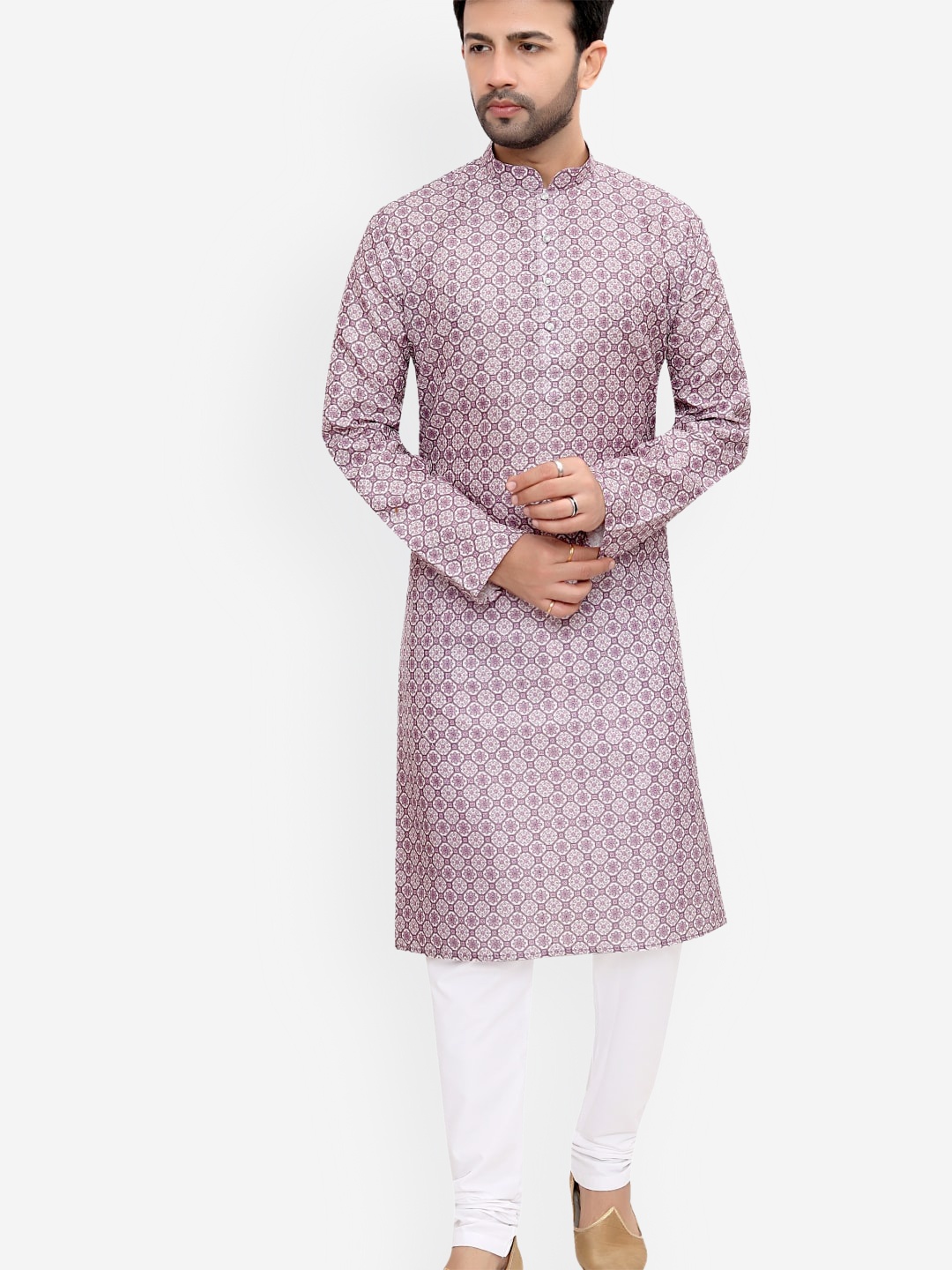 

Authentics Ethnic Motifs Printed Regular Kurta With Churidar, Purple