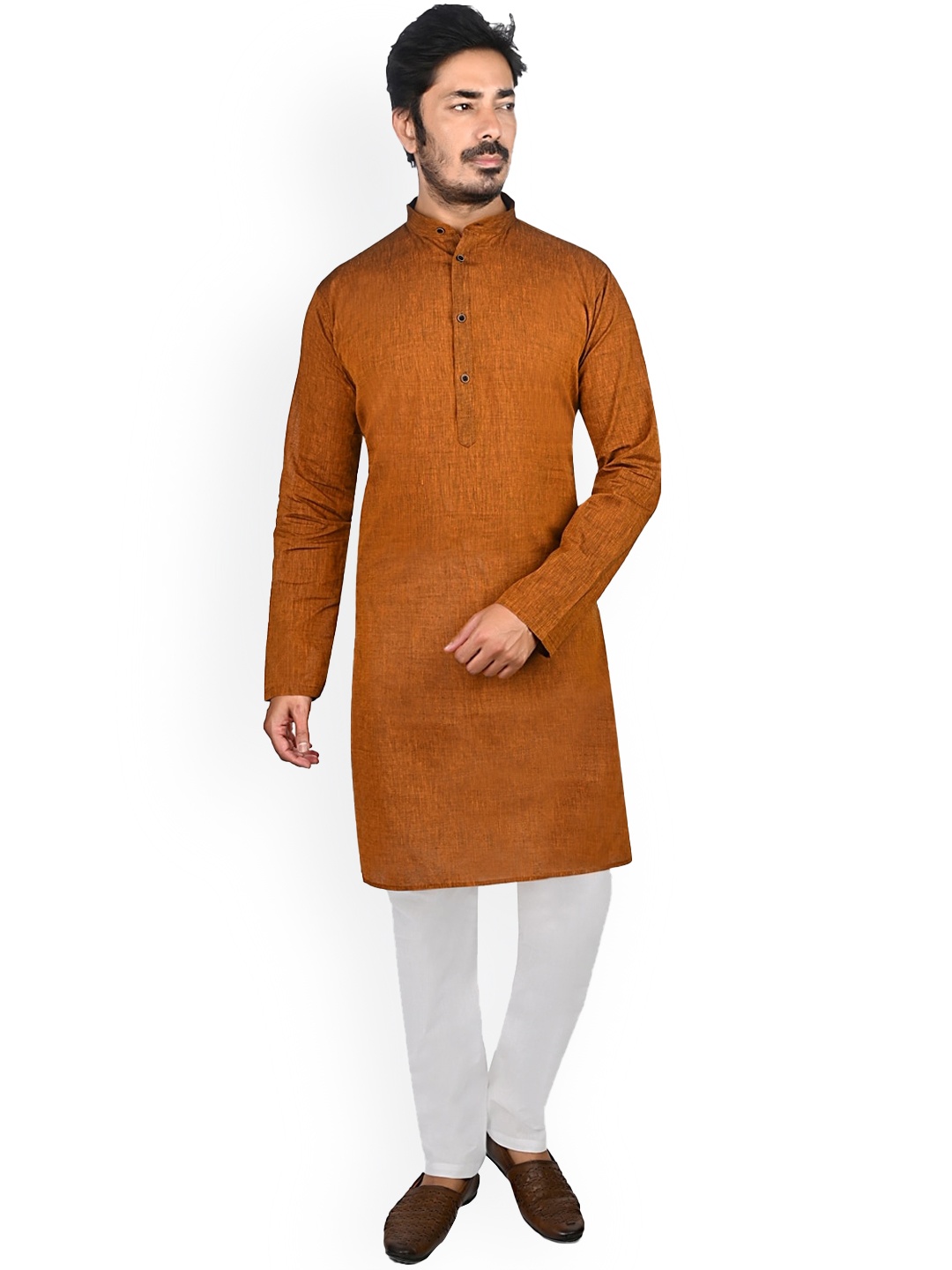 

Authentics Pure Cotton Straight Kurta With Pyjamas, Brown