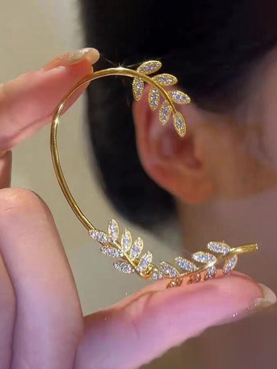 

Jewels Galaxy Gold-Plated Contemporary Ear Cuff Earrings