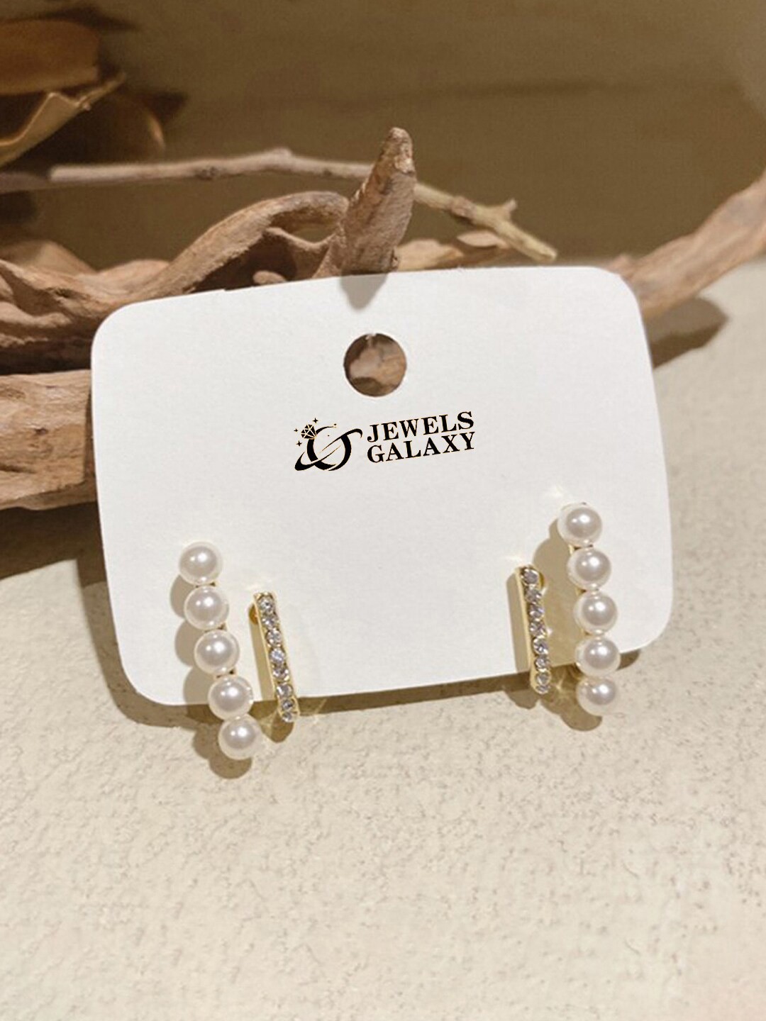 

Jewels Galaxy Gold-Plated Contemporary Studs Earrings, White
