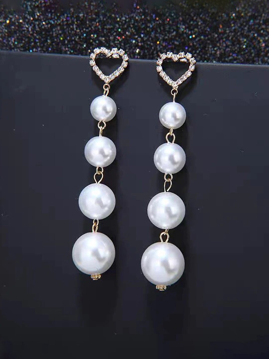 

Jewels Galaxy Gold Plated Contemporary Drop Earrings, White