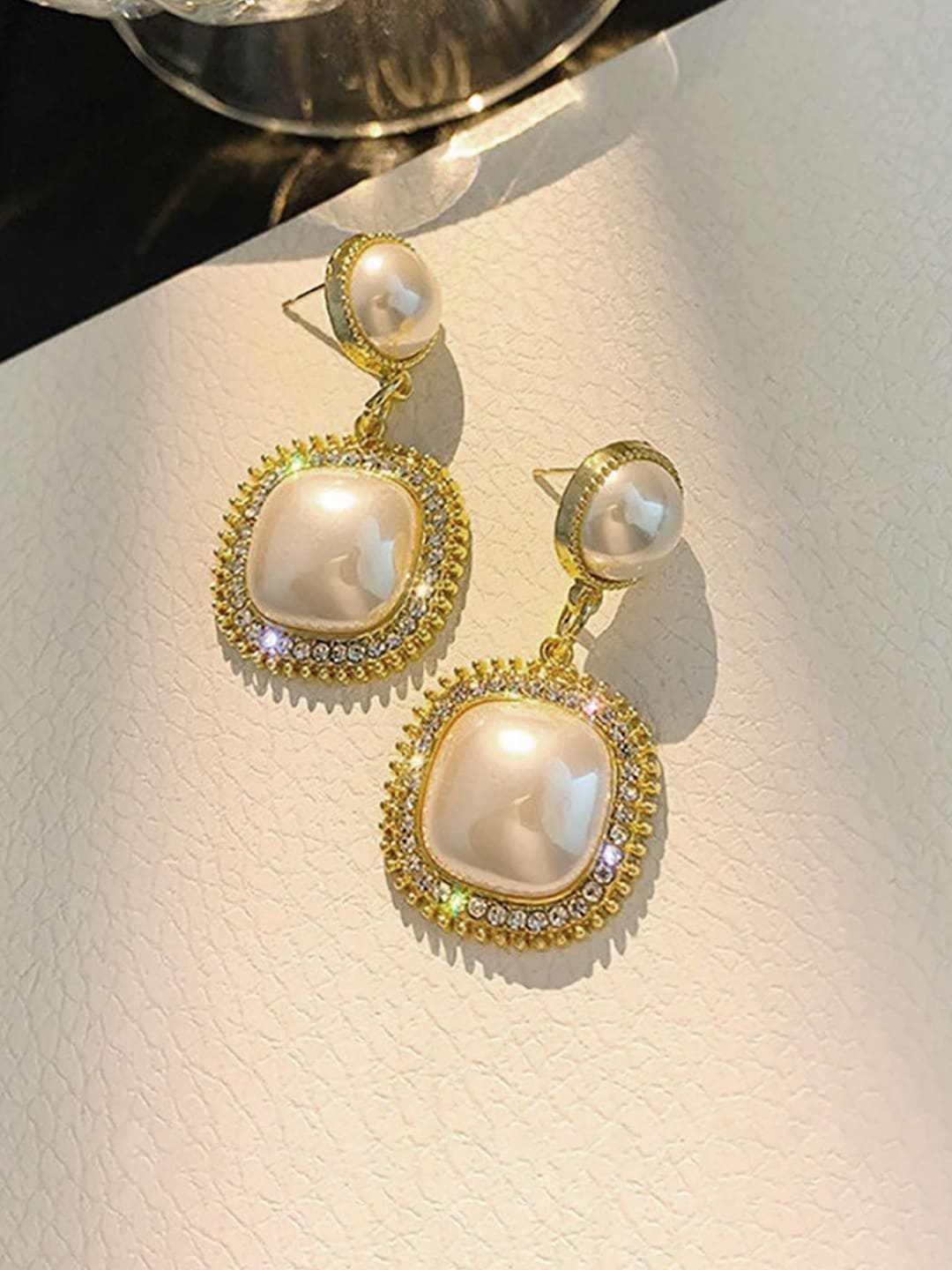 

Jewels Galaxy Gold Plated Contemporary Ear Cuff Earrings, White