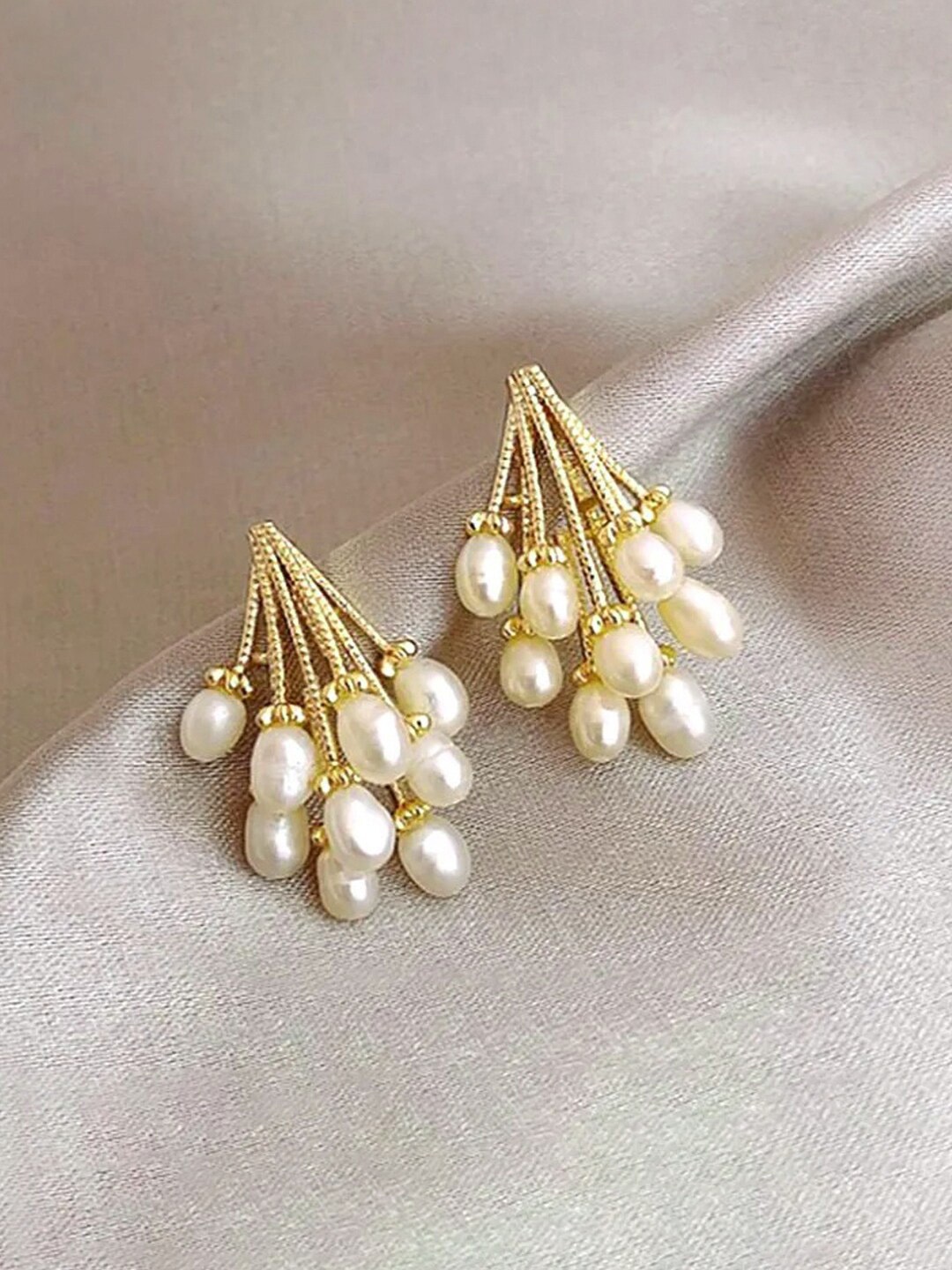 

Jewels Galaxy Gold Plated Contemporary Studs Earrings, White