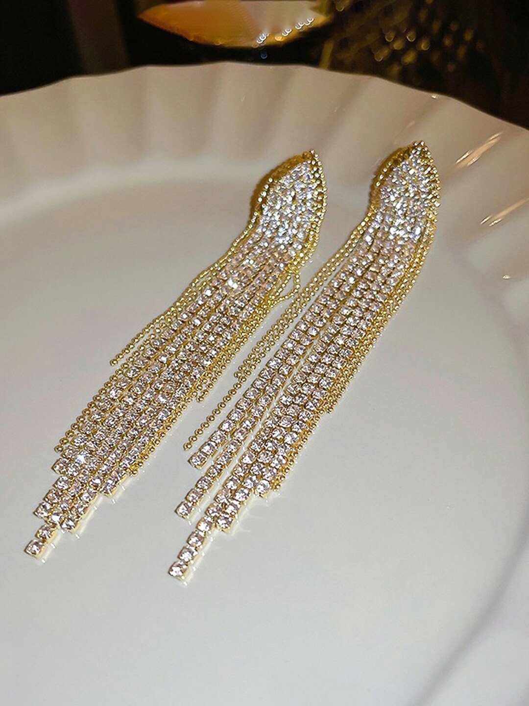 

Jewels Galaxy Artificial Stones & Beads Contemporary Drop Earrings, Gold