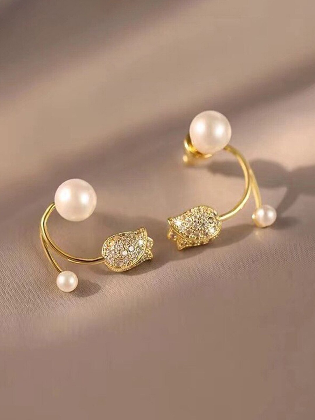 

Jewels Galaxy Artificial Stones Contemporary Studs Earrings, Gold