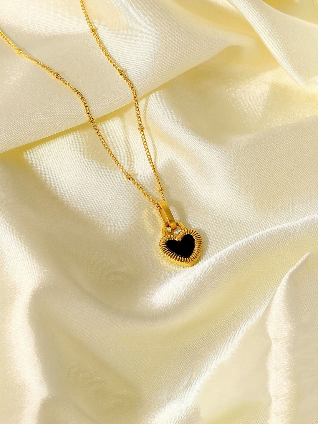

Jewels Galaxy Gold-Plated Stone Studded & Dual Hearts-Charm Pendant With Chain