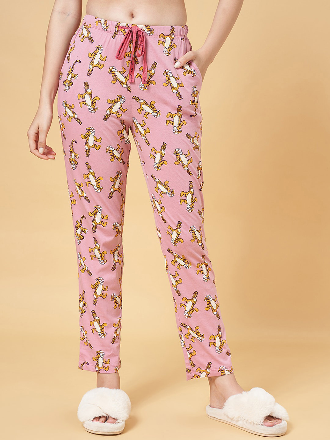 

Dreamz by Pantaloons Women Printed Cotton Lounge Pants, Pink