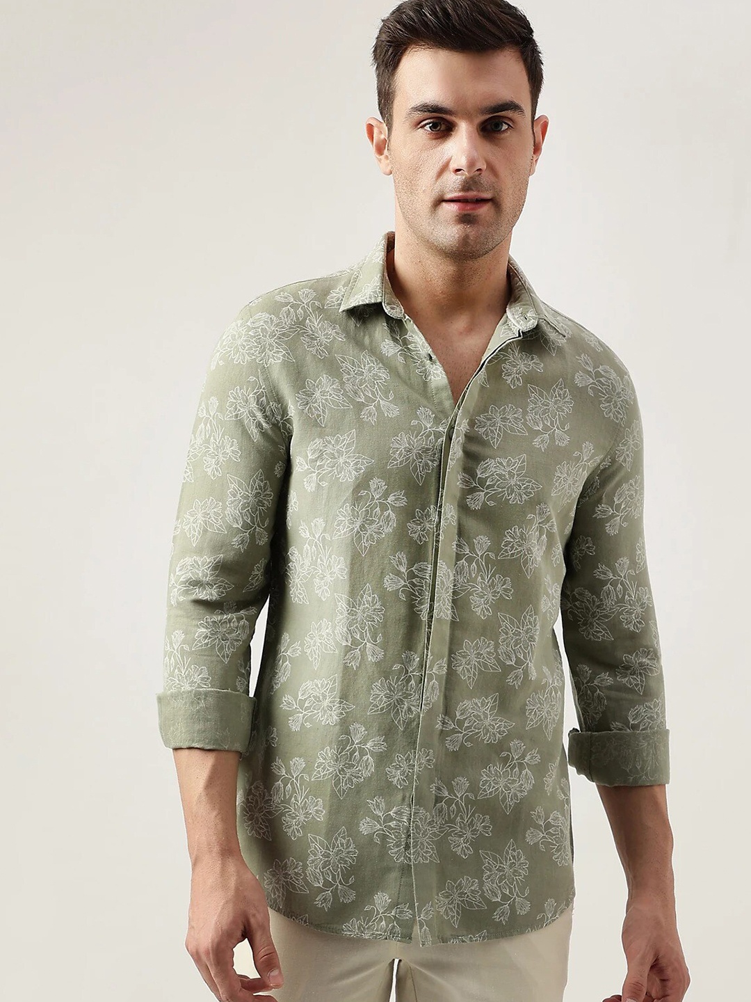 

Marks & Spencer Floral Printed Casual Shirt, Green