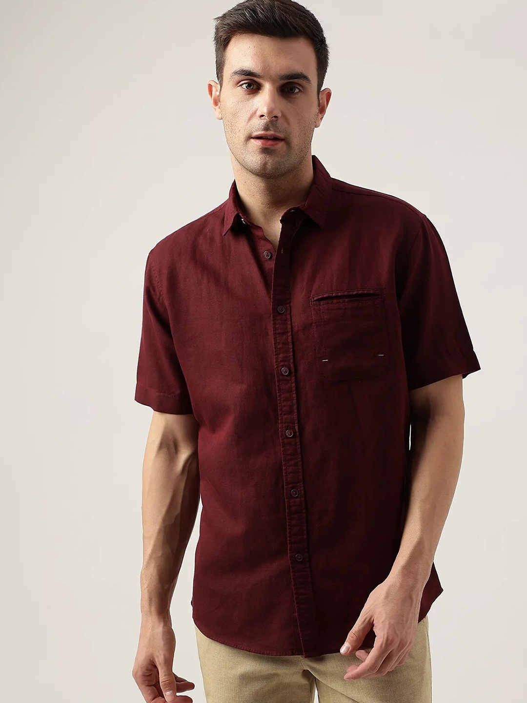 

Marks & Spencer Spread Collar Opaque Casual Shirt, Burgundy