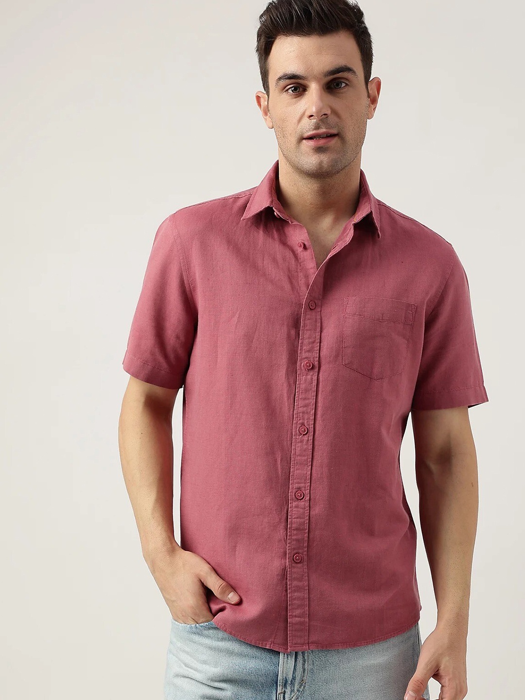 

Marks & Spencer Spread Collar Casual Shirt, Pink