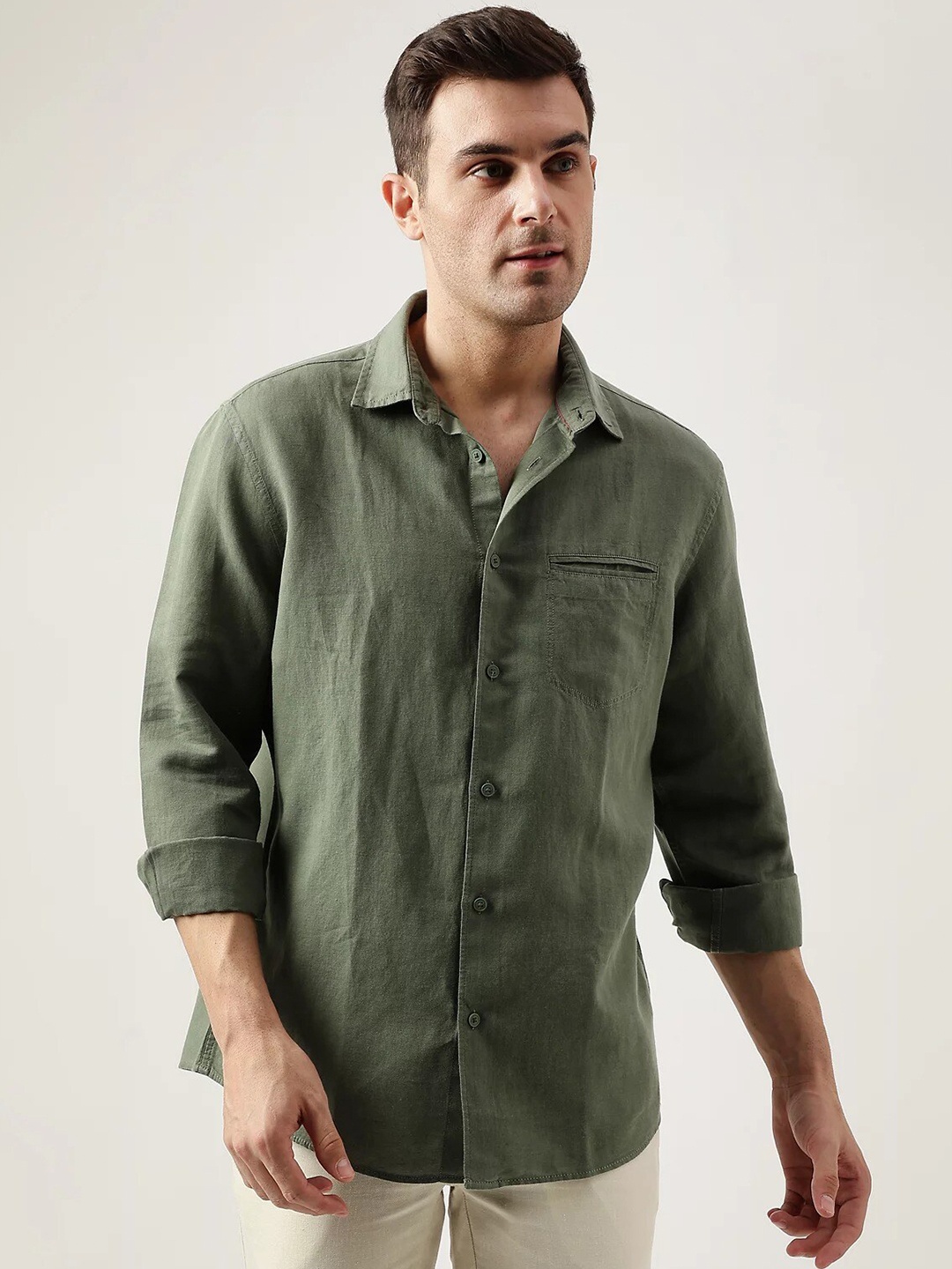 

Marks & Spencer Cutaway Collar Casual Shirt, Green