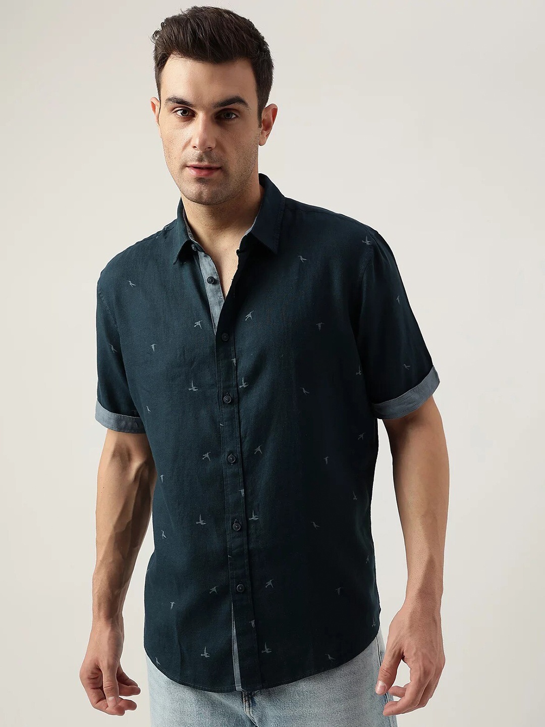 

Marks & Spencer Conversational Printed Casual Shirt, Navy blue